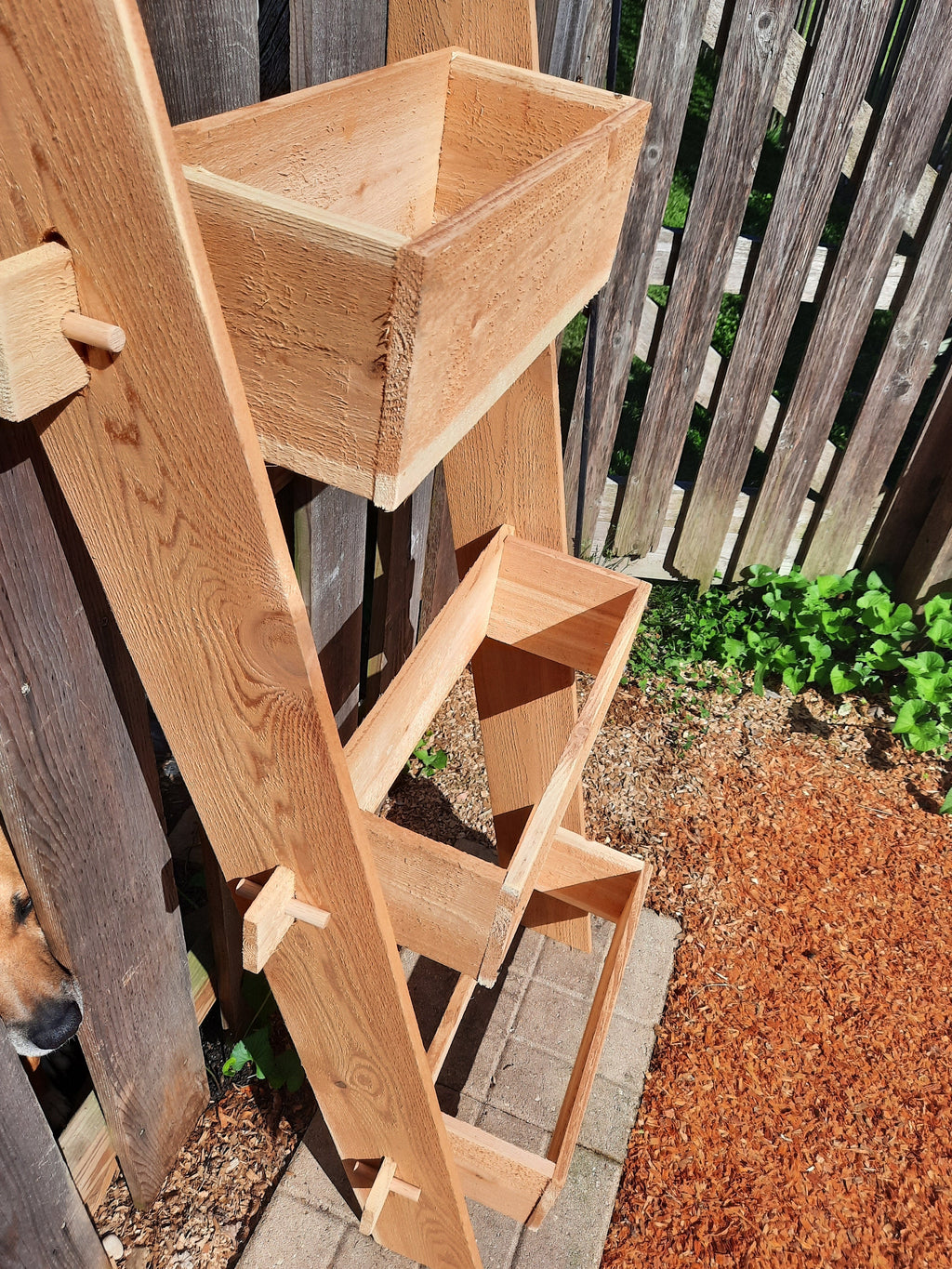 3 - Tier Vertical Cedar Standing Planter Box - The Uplift Shop