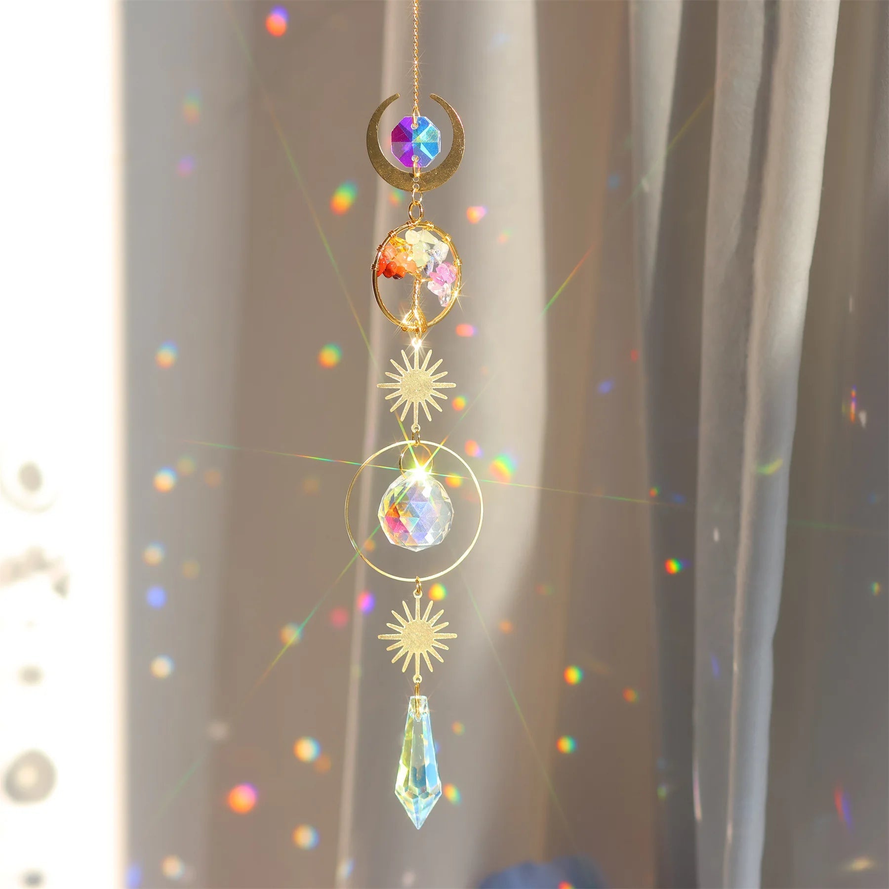 Tree of Life Crystal Suncatcher – Window Prism Light Catcher - The Uplift Shop