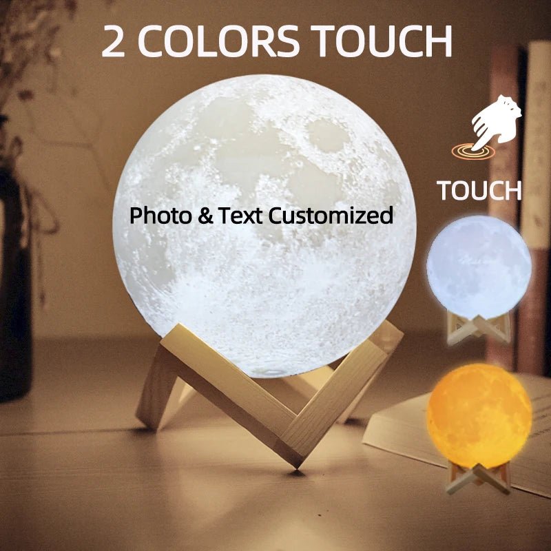 Personalized 3D Moon Lamp – Custom Photo & Text LED Night Light Gift - The Uplift Shop