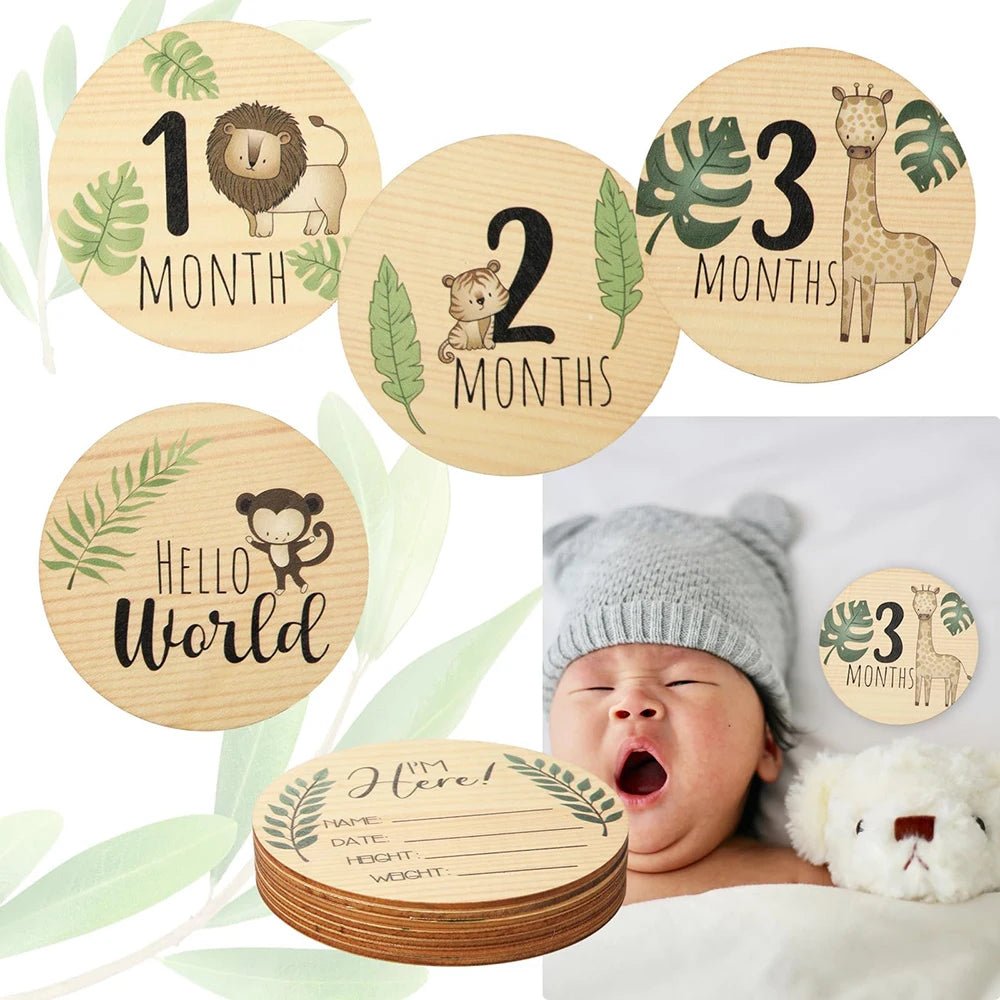 Wooden Monthly Milestone Cards – Baby Shower Gift (7pcs) - The Uplift Shop