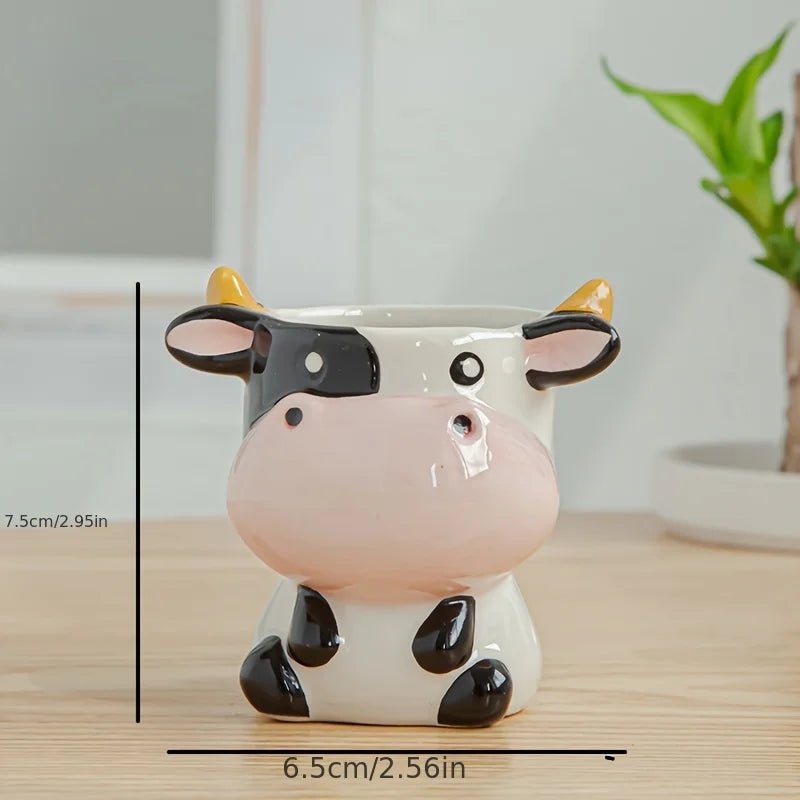 Ceramic Cartoon Animal Mini Planter – Desk & Home Decor - The Uplift Shop