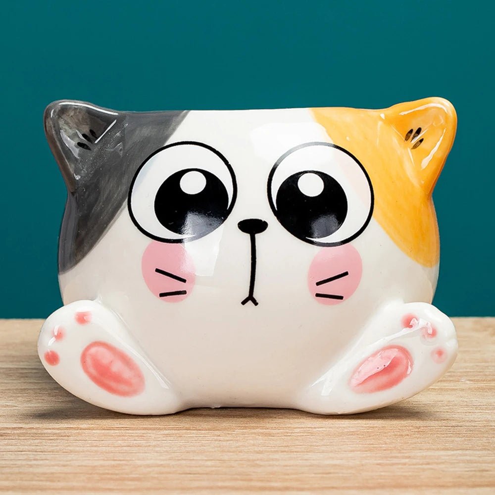 Cute Cat Ceramic Planter – Cartoon Animal Succulent Pot for Desk & Home Decor - The Uplift Shop