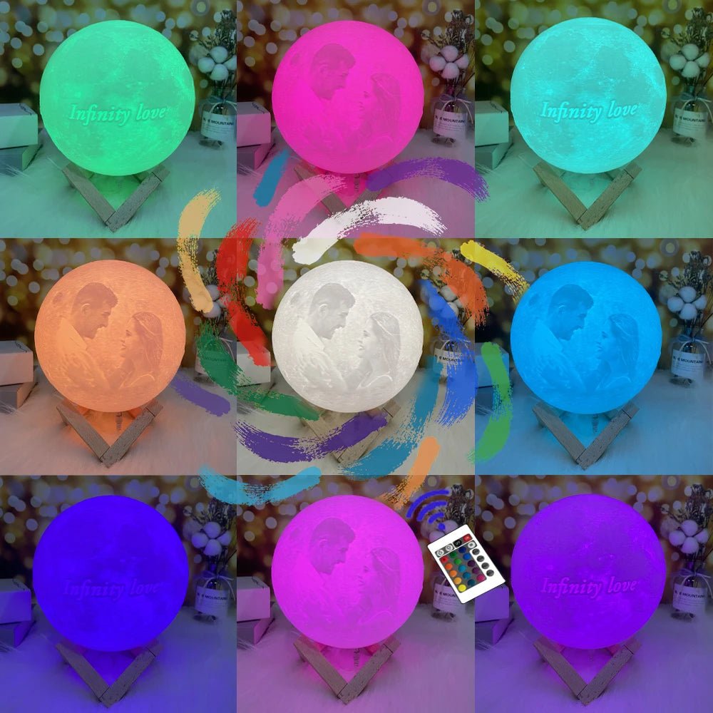 Personalized 3D Moon Lamp – Custom Photo & Text LED Night Light Gift - The Uplift Shop