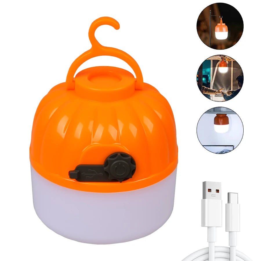 Rechargeable LED Camping Lantern – Portable Pumpkin Camp Lamp with Power Bank - The Uplift Shop