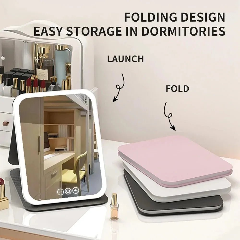 LED Vanity Mirror with Touch Control – USB Rechargeable Portable - The Uplift Shop