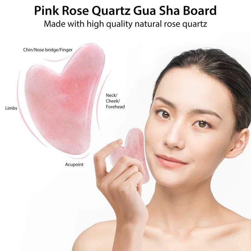 Rose Quartz Jade Roller & Gua Sha Set – Face Lifting Skin Care - The Uplift Shop