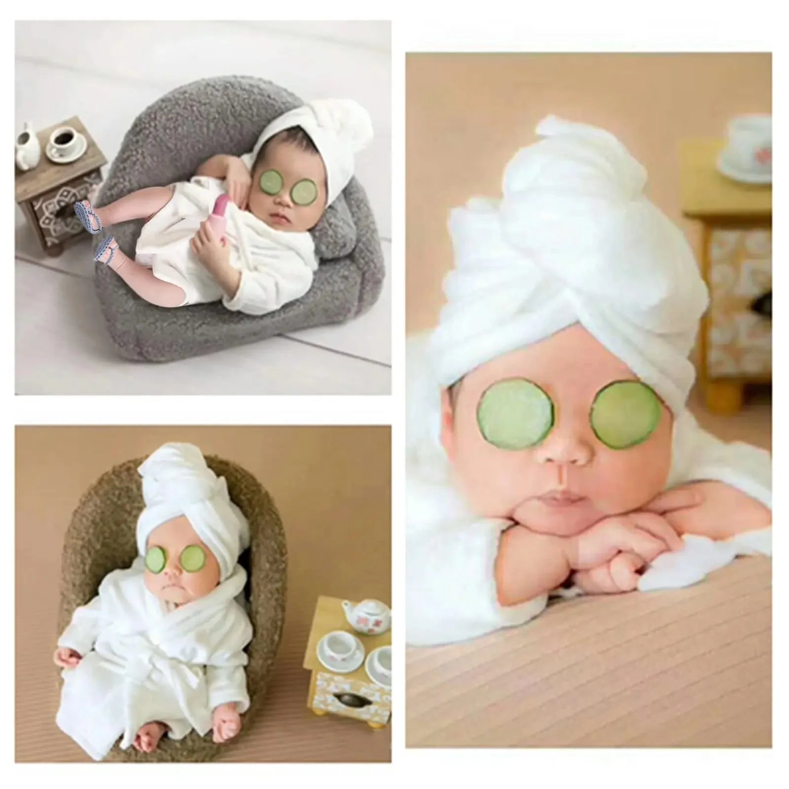 Newborn Photography Bathrobe Set – 5pcs with Slippers - The Uplift Shop