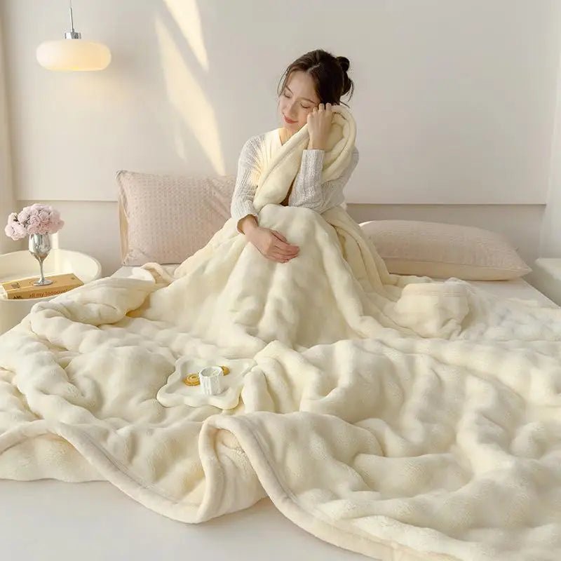 Faux Rabbit Fur Plush Blanket – Cozy Double - Sided Throw for Sofa & Bed - The Uplift Shop