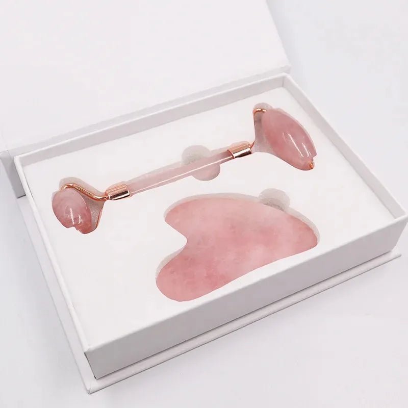 Rose Quartz Jade Roller & Gua Sha Set – Face Lifting Skin Care - The Uplift Shop