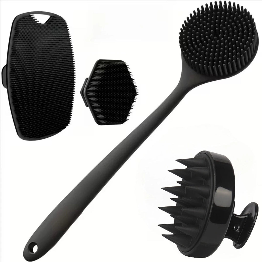 4pc Silicone Body Scrubber Set – Soft Exfoliating Brush for Face, Body & Feet - The Uplift Shop