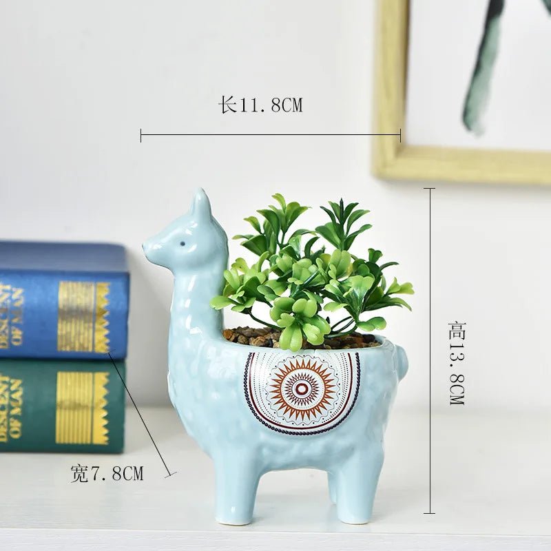 Ceramic Alpaca Sculpture Planter – Cute Animal Succulent Pot - The Uplift Shop