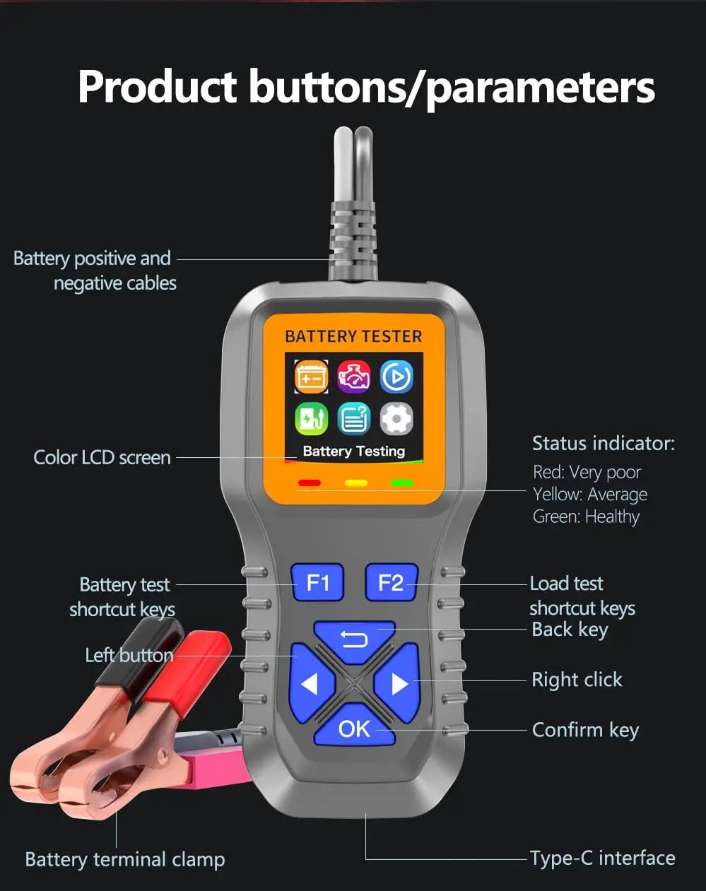 Car Battery Tester & Diagnostic Analyzer – 6V/12V/24V with Color Display - The Uplift Shop