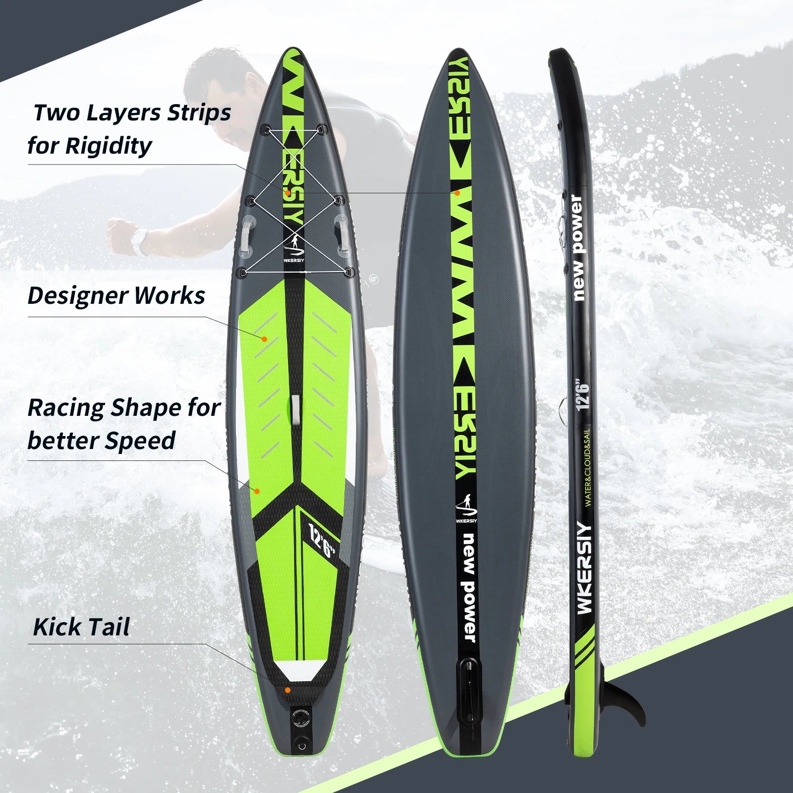 Race SUP Inflatable Paddle Board 12'6" – Speed Performance Stand Up Board - The Uplift Shop