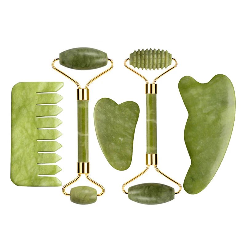 Jade Roller & Gua Sha Massage Set – Anti - Aging Facial Tool - The Uplift Shop