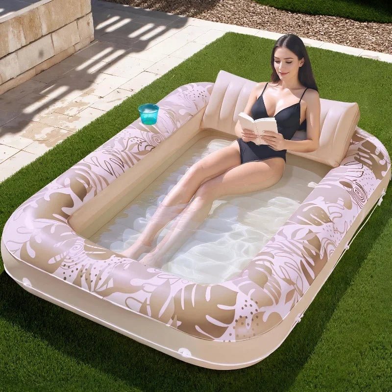 Inflatable Tanning Pool Lounger – Large Water Bed for Outdoor Relaxation - The Uplift Shop