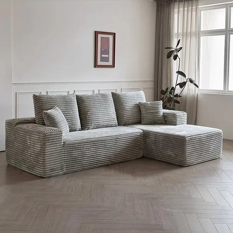 Modern Minimalist L-Shaped Sofa – Frameless Boneless Compression Design - The Uplift Shop