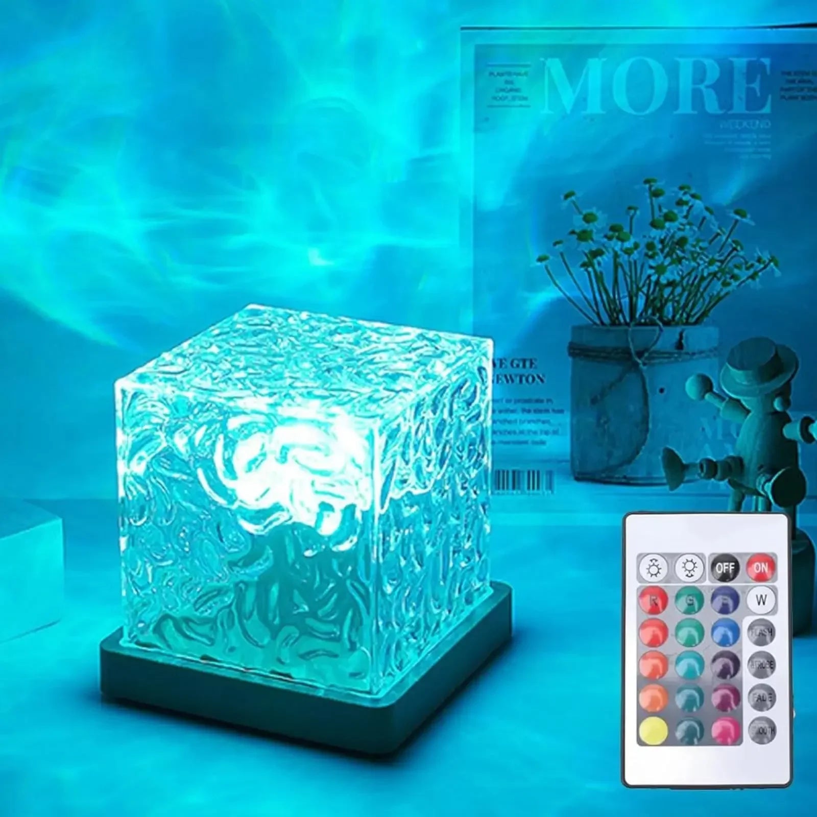 Ocean Wave Projector Lamp – 16 - Color Aurora Night Light with Remote - The Uplift Shop