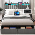 Queen Bed Frame With LED Lights And Storage Drawers - The Uplift Shop