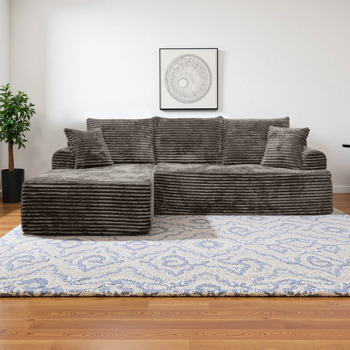 95" L-Shaped Sofa Chaise – Ultra Soft Rabbit Fleece, No Assembly Required - The Uplift Shop