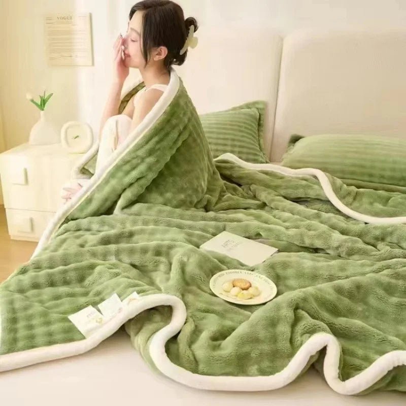 Faux Rabbit Fur Plush Blanket – Cozy Double - Sided Throw for Sofa & Bed - The Uplift Shop