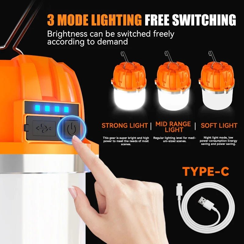 Rechargeable LED Camping Lantern – Portable Pumpkin Camp Lamp with Power Bank - The Uplift Shop