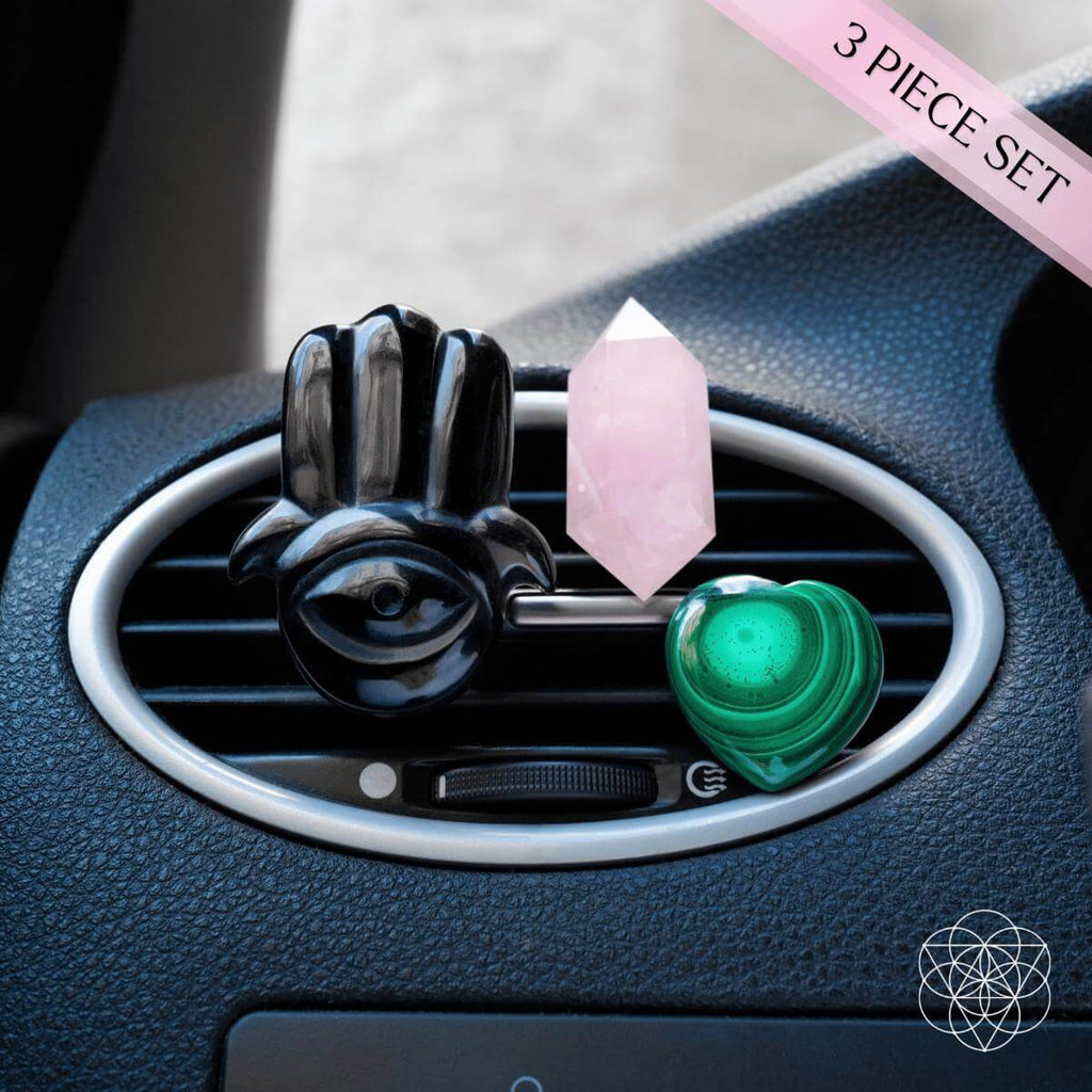 Hamsa Hand of Safe Travels: Aromatherapy Crystal Car Kit - The Uplift Shop