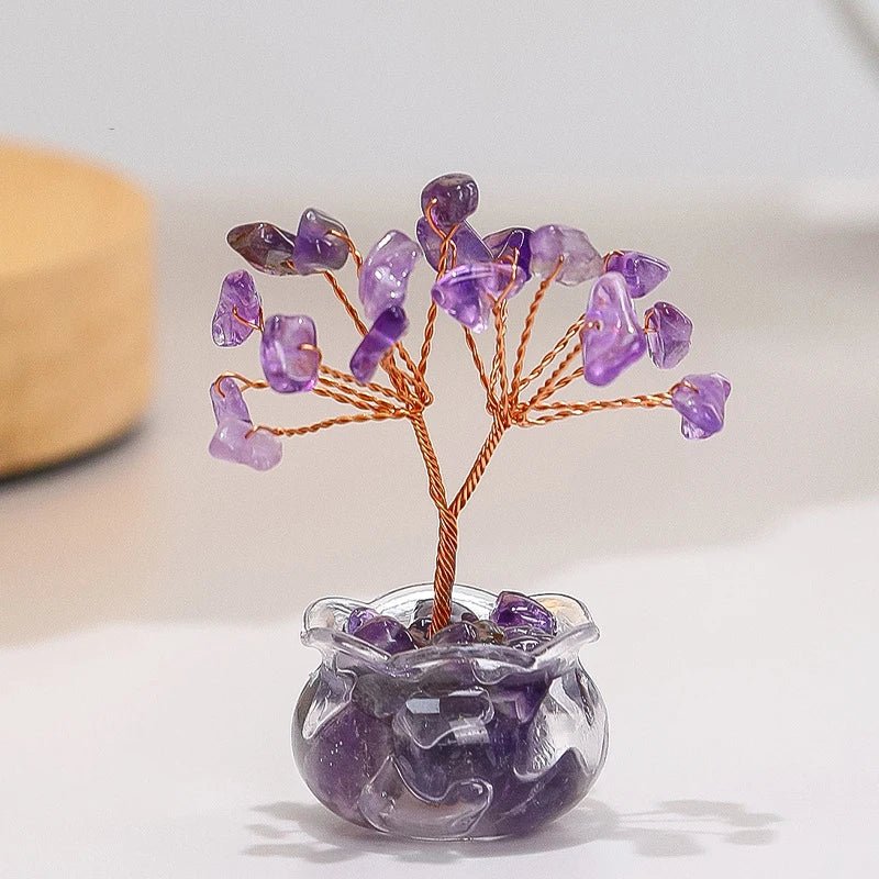 Yellow Crystal Money Tree Mini Ornament – Feng Shui Office Desk Decor - The Uplift Shop