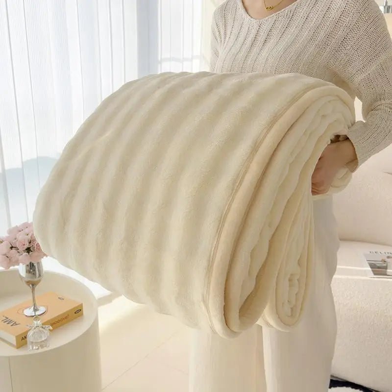 Faux Rabbit Fur Plush Blanket – Cozy Double - Sided Throw for Sofa & Bed - The Uplift Shop