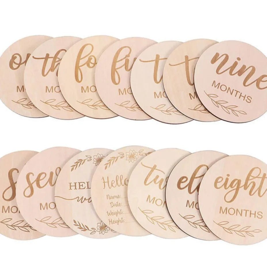 Wooden Monthly Milestone Cards – Baby Shower Gift (7pcs) - The Uplift Shop