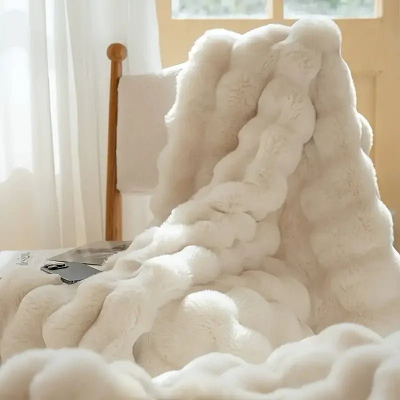 Cozy Faux Rabbit Fleece Throw – Soft Warm Blanket for Bedroom & Living Room - The Uplift Shop