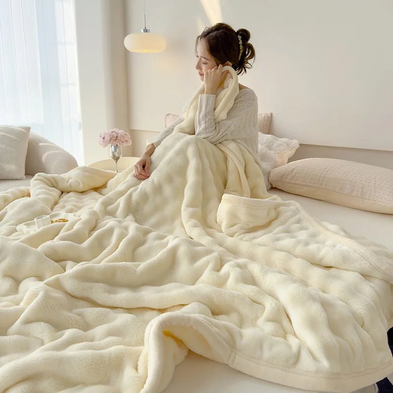 Faux Rabbit Fur Plush Blanket – Cozy Double - Sided Throw for Sofa & Bed - The Uplift Shop