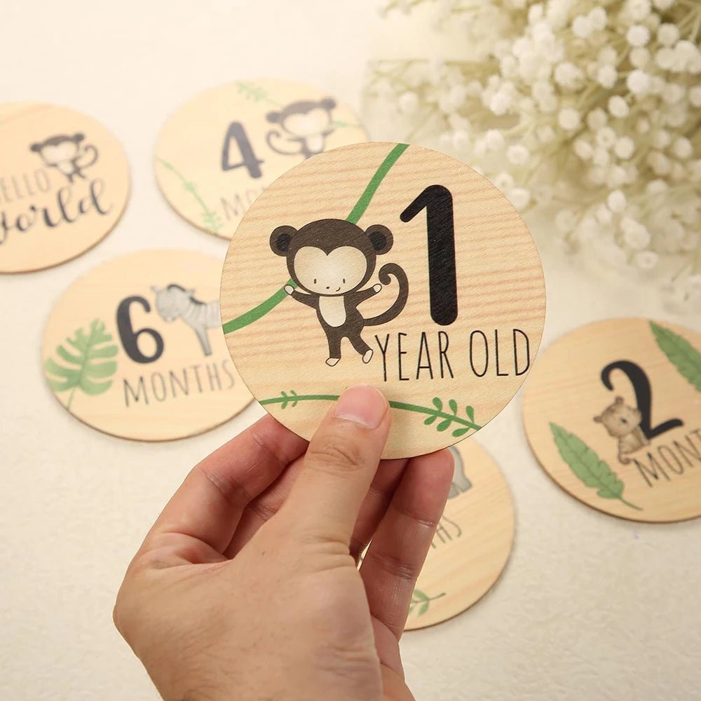 Wooden Monthly Milestone Cards – Baby Shower Gift (7pcs) - The Uplift Shop