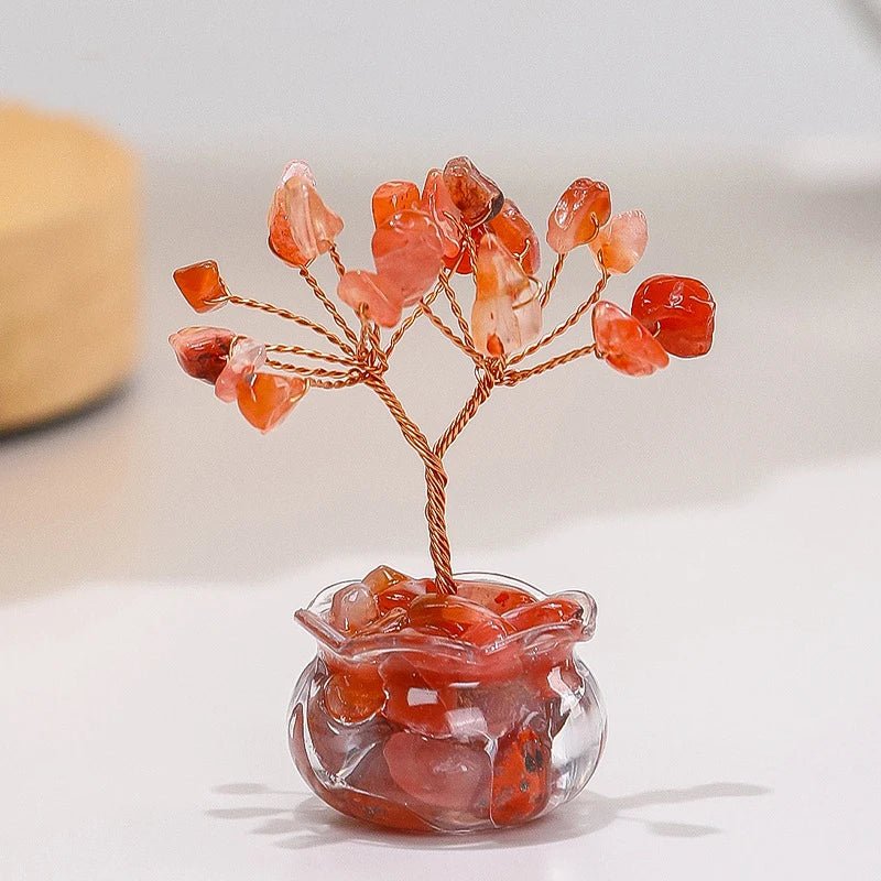 Yellow Crystal Money Tree Mini Ornament – Feng Shui Office Desk Decor - The Uplift Shop
