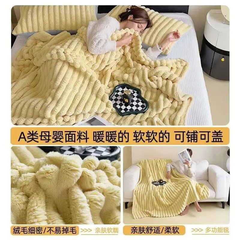 Cozy Faux Rabbit Fleece Throw – Soft Warm Blanket for Bedroom & Living Room - The Uplift Shop