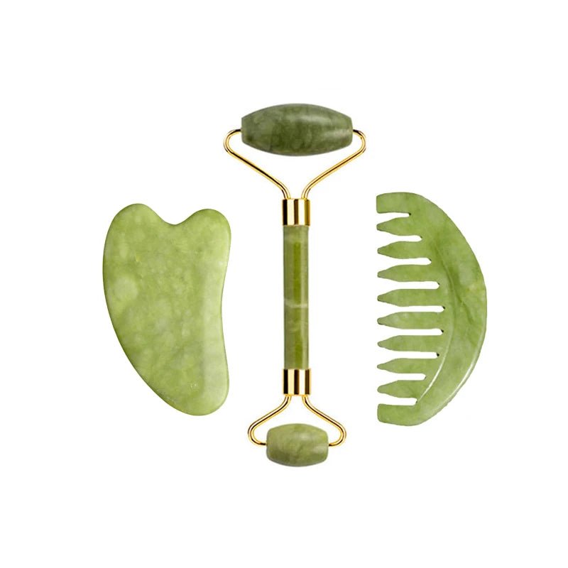 Jade Roller & Gua Sha Massage Set – Anti - Aging Facial Tool - The Uplift Shop