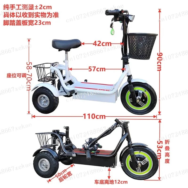 Folding Electric Tricycle – 3 - Wheel Portable Adult Electric Scooter - The Uplift Shop