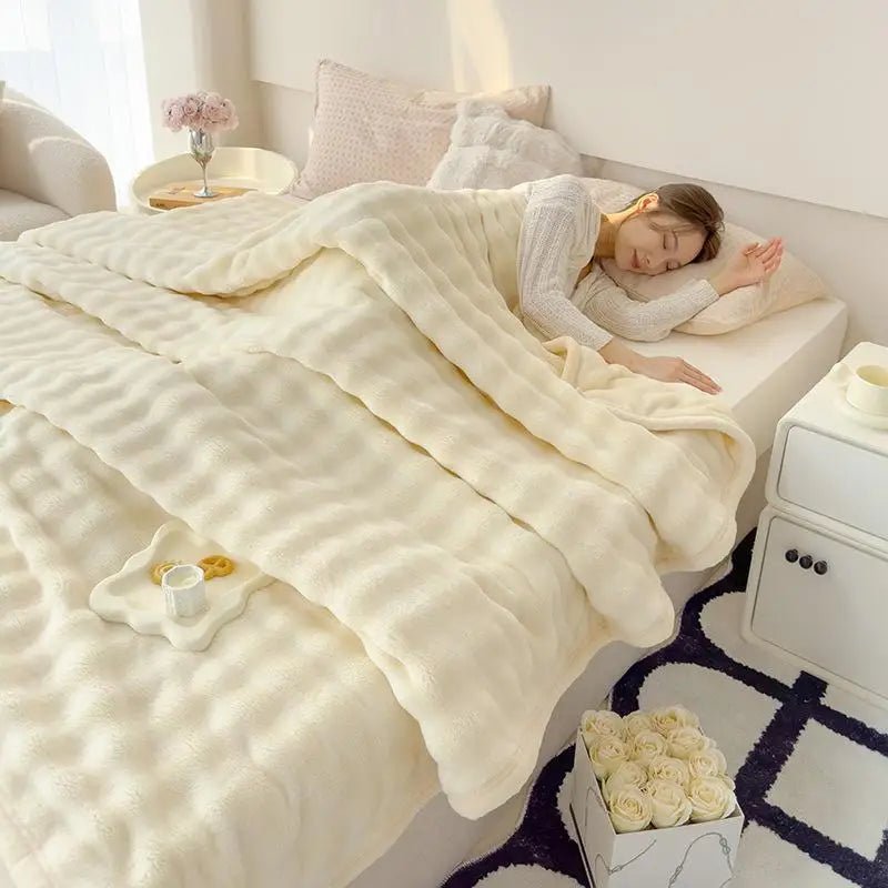 Faux Rabbit Fur Plush Blanket – Cozy Double - Sided Throw for Sofa & Bed - The Uplift Shop
