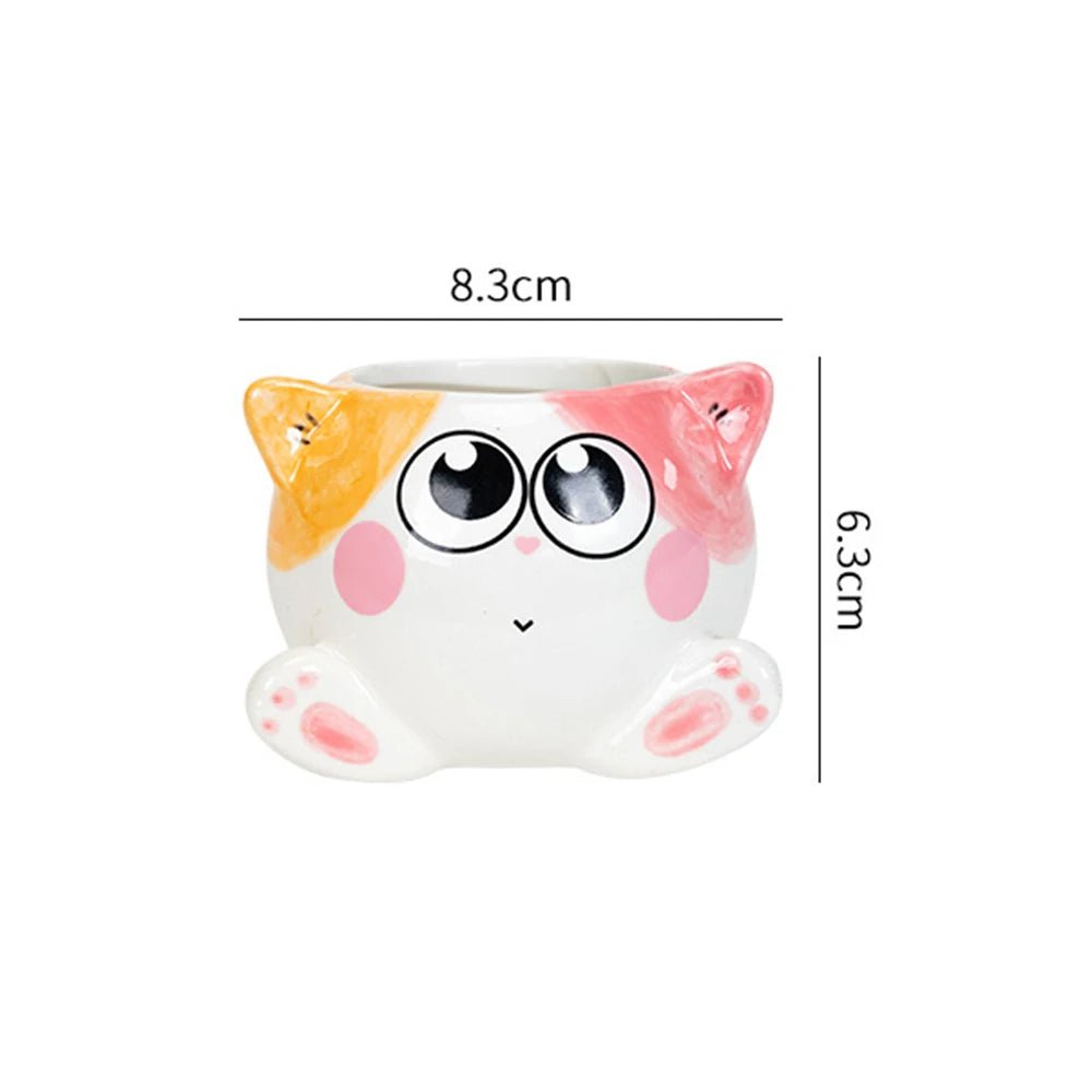 Cute Cat Ceramic Planter – Cartoon Animal Succulent Pot for Desk & Home Decor - The Uplift Shop