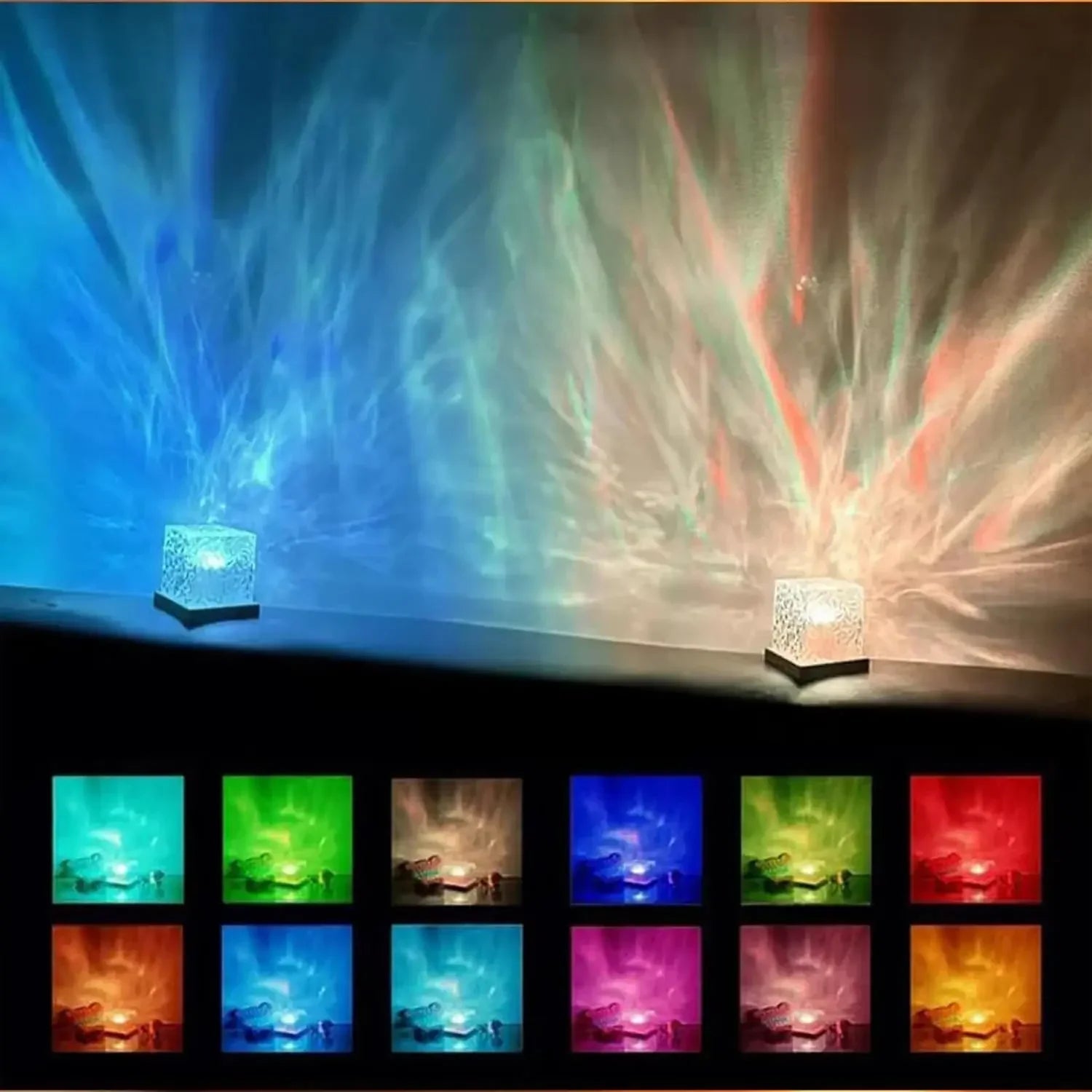 Ocean Wave Projector Lamp – 16 - Color Aurora Night Light with Remote - The Uplift Shop