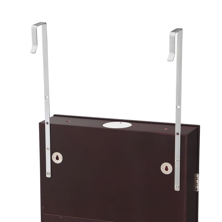 6 LEDs Jewelry Cabinet, Lockable Wall/Door Mounted Jewelry Armoire Organizer with Mirror and 2 Drawers - The Uplift Shop