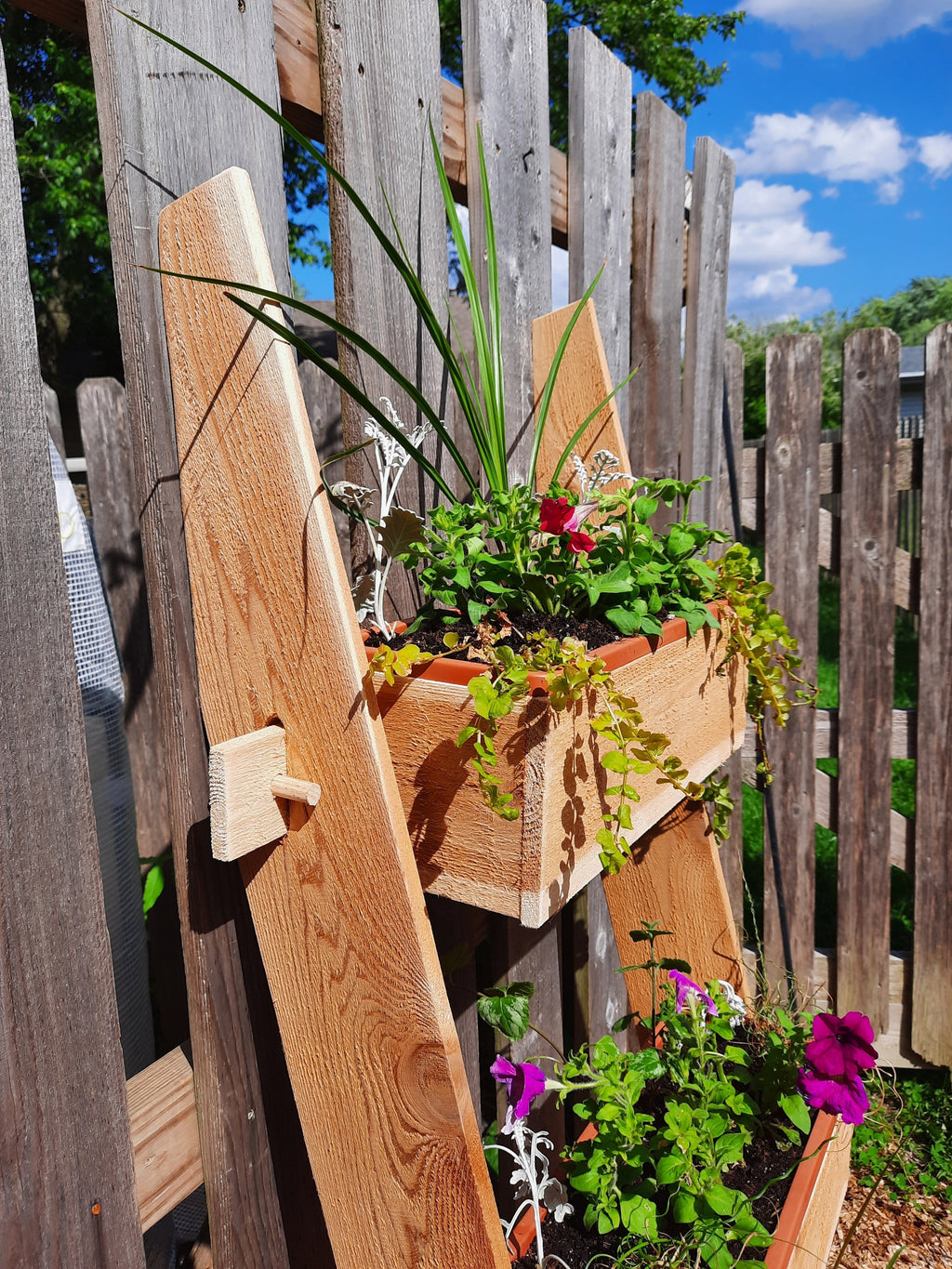 3 - Tier Vertical Cedar Standing Planter Box - The Uplift Shop