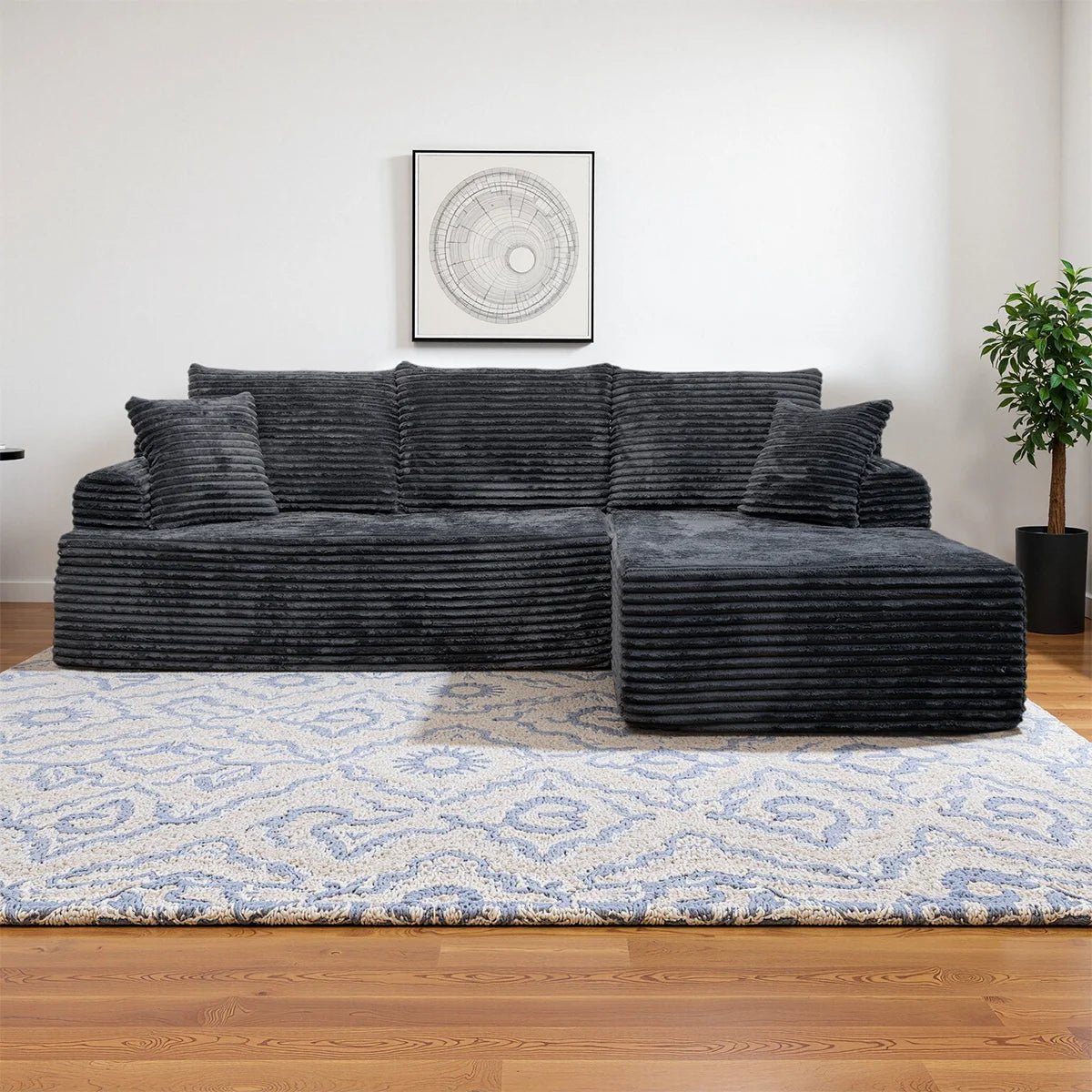 95" L-Shaped Sofa Chaise – Ultra Soft Rabbit Fleece, No Assembly Required - The Uplift Shop