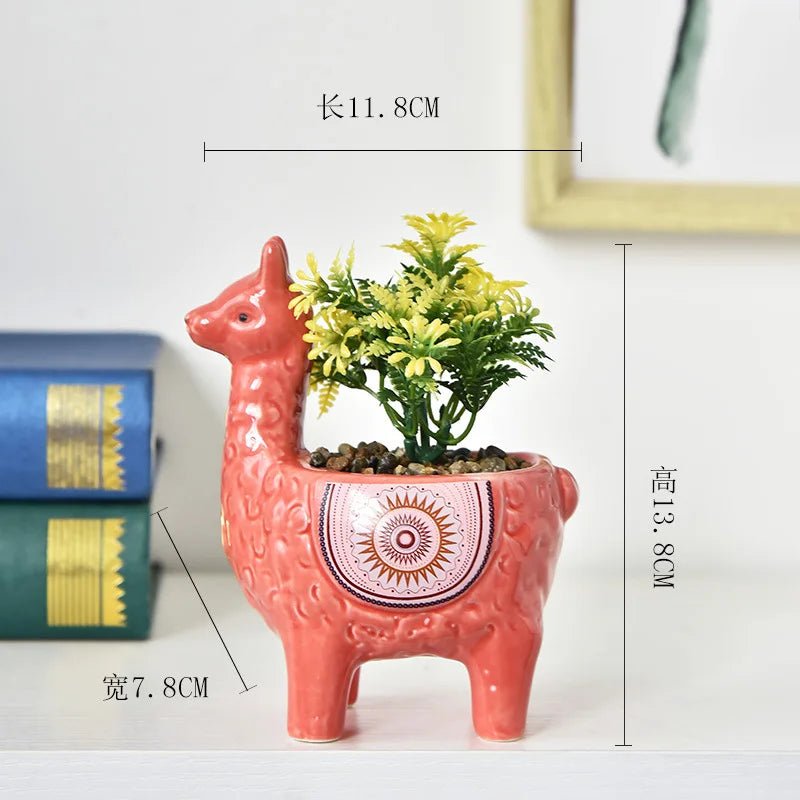 Ceramic Alpaca Sculpture Planter – Cute Animal Succulent Pot - The Uplift Shop