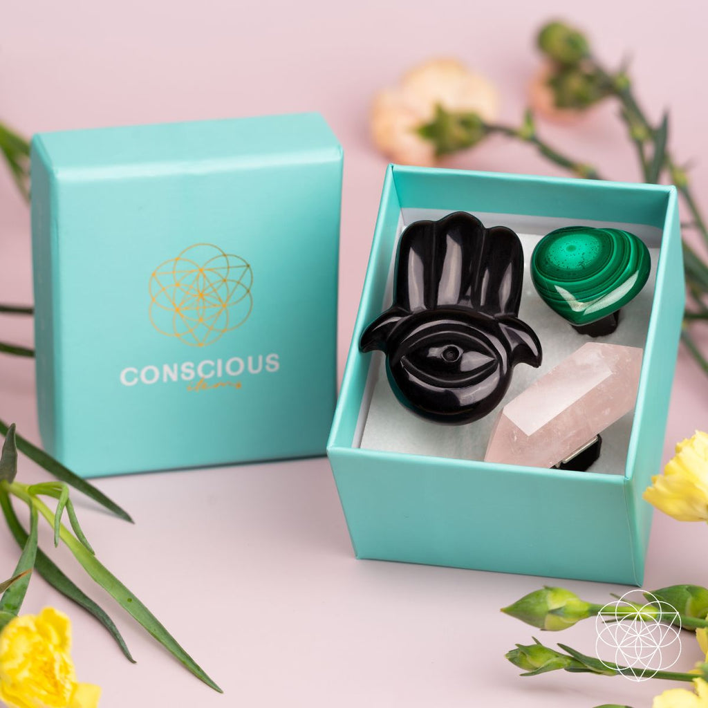 Hamsa Hand of Safe Travels: Aromatherapy Crystal Car Kit - The Uplift Shop