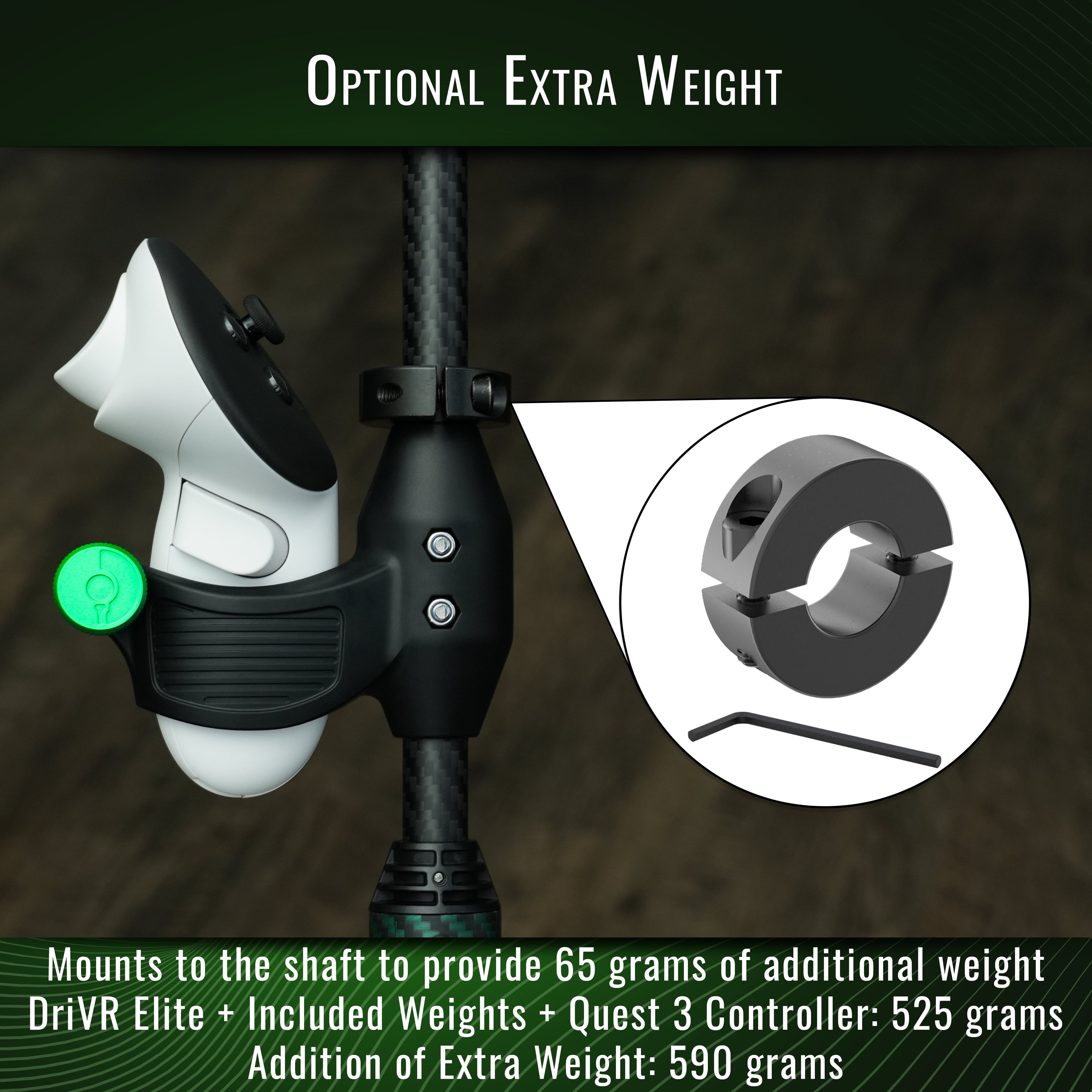 DriVR Elite - Adjustable VR Weighted Golf Club Handle Accessory - Compatible with Quest 2, 3/3s, and Pro - The Uplift Shop