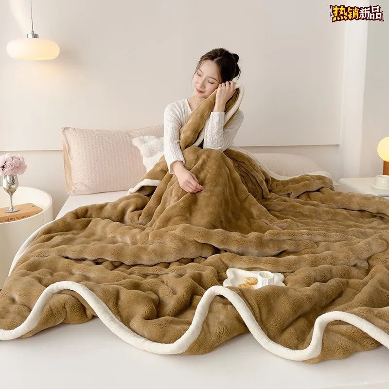 Faux Rabbit Fur Plush Blanket – Cozy Double - Sided Throw for Sofa & Bed - The Uplift Shop