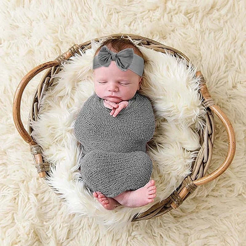 Newborn Photo Shoot Set – Blanket, Wrap & Headband (3pcs) - The Uplift Shop