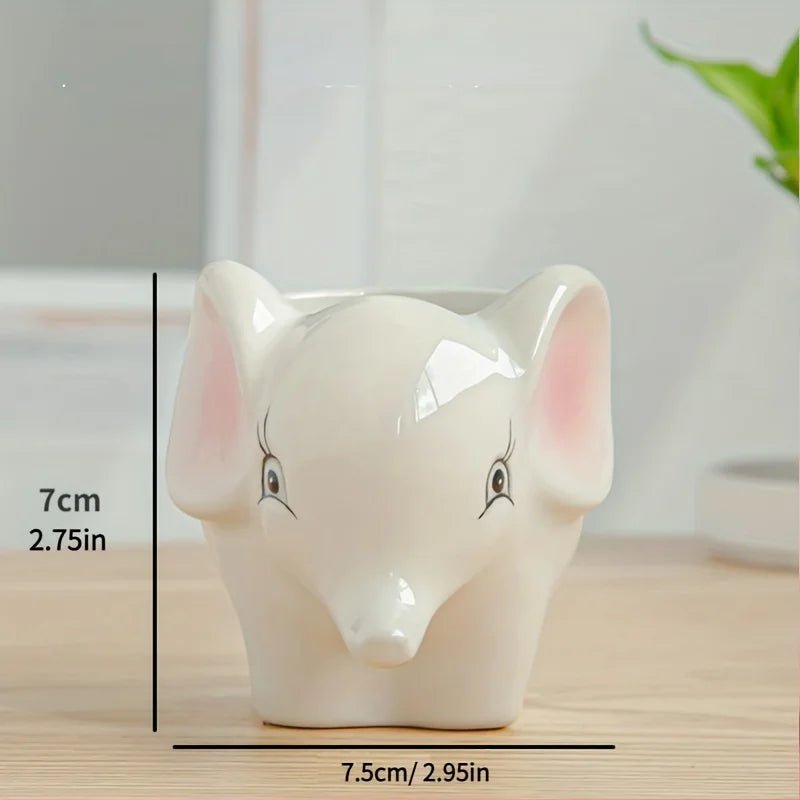 Ceramic Cartoon Animal Mini Planter – Desk & Home Decor - The Uplift Shop