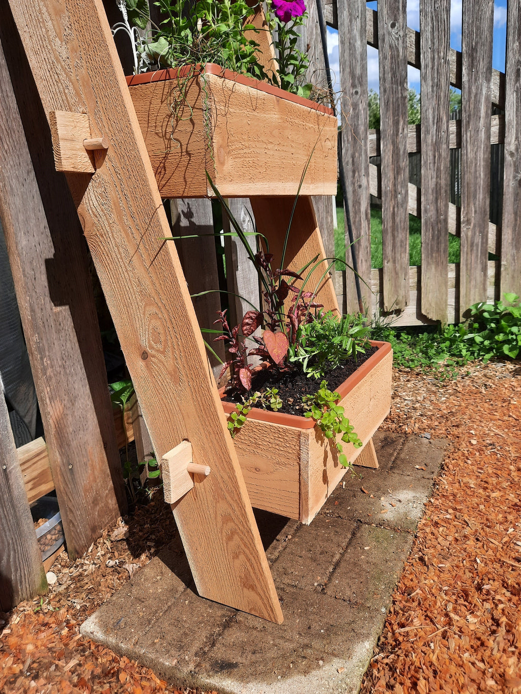 3 - Tier Vertical Cedar Standing Planter Box - The Uplift Shop
