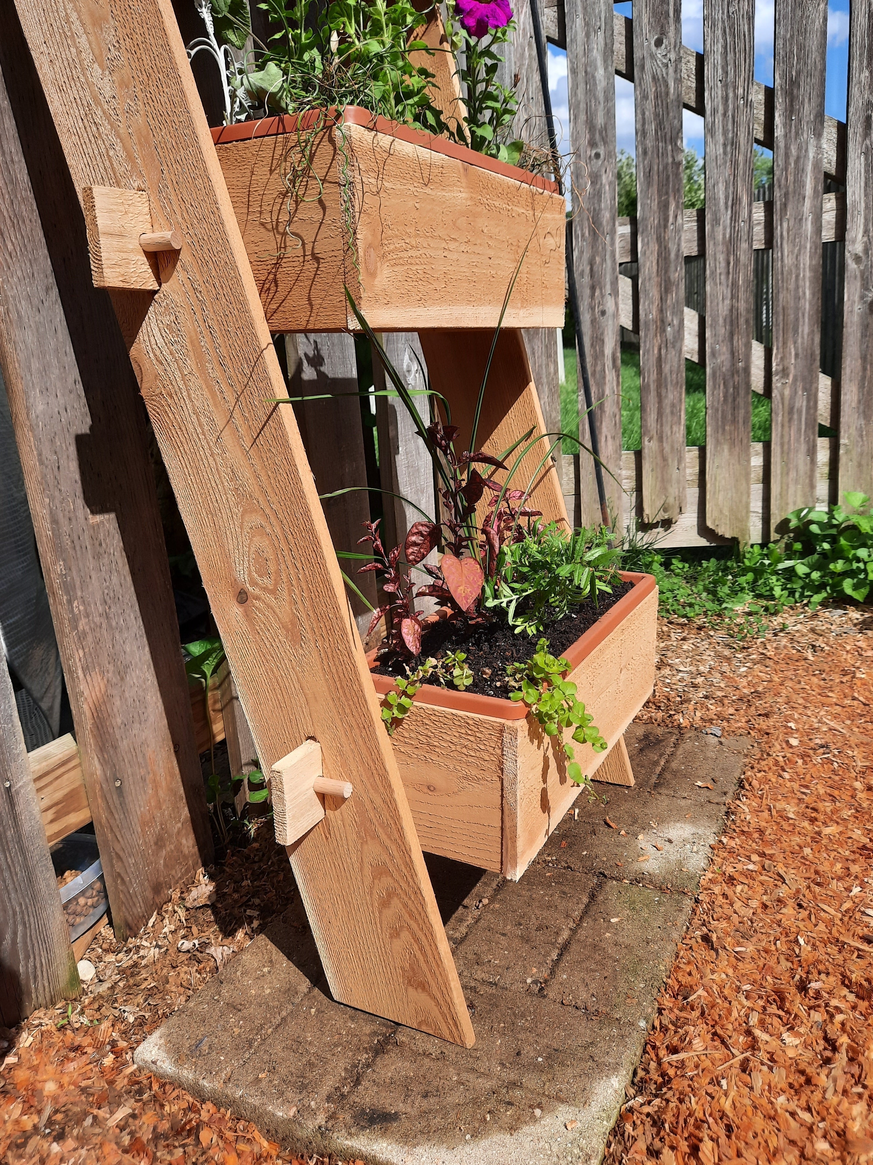 3 - Tier Vertical Cedar Standing Planter Box - The Uplift Shop